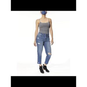 INDIGO SAINTS Womens Blue Denim Zippered Destroyed Boyfriend Jeans 27 Waist